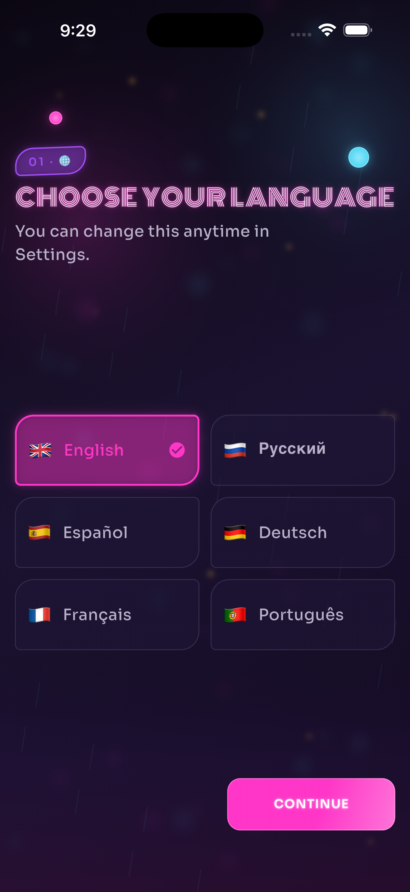 Language selection