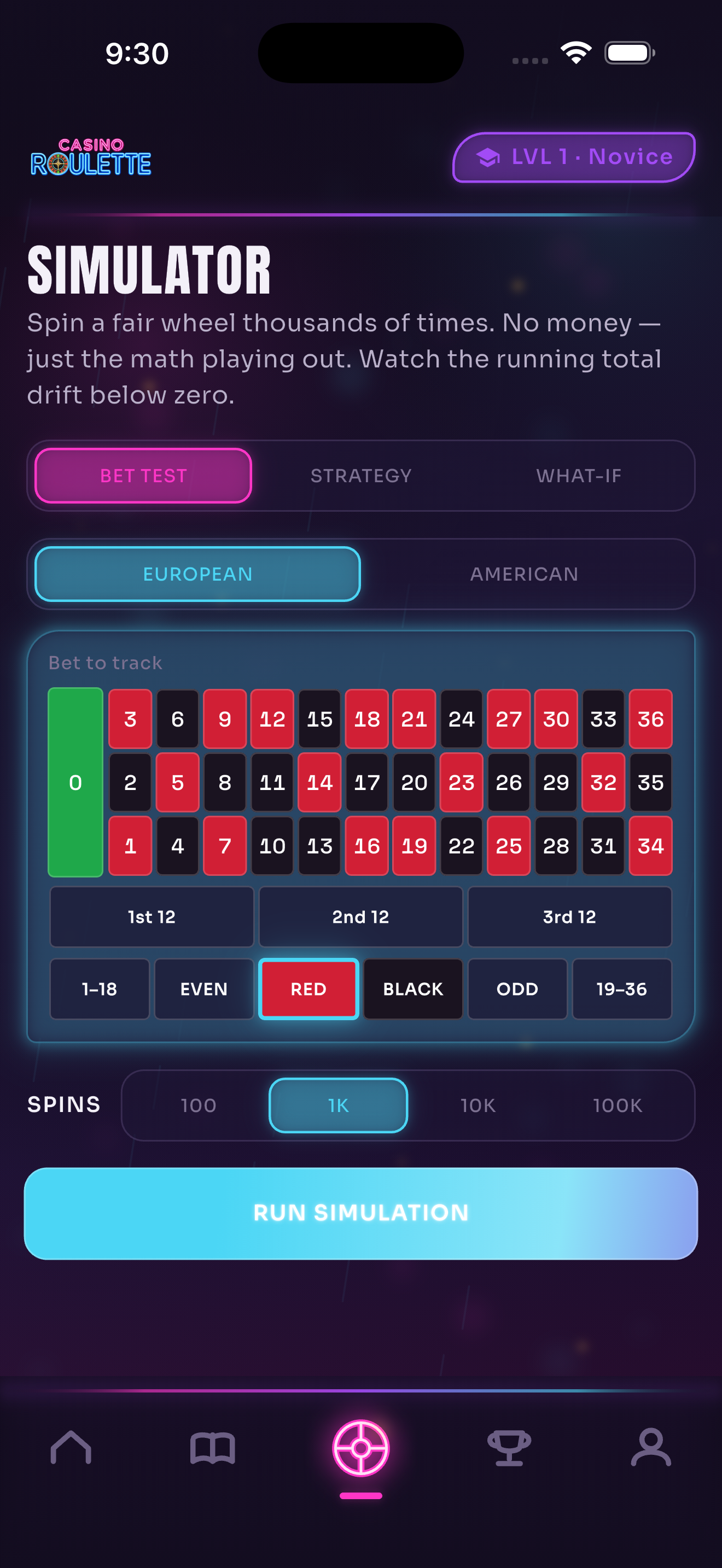 Simulator screen